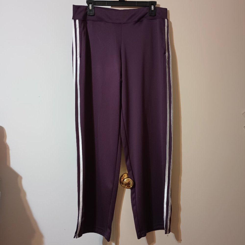GUC~Athletic Works Active Wear Purple Track Pants w/ White Stripe (Ladies Large)